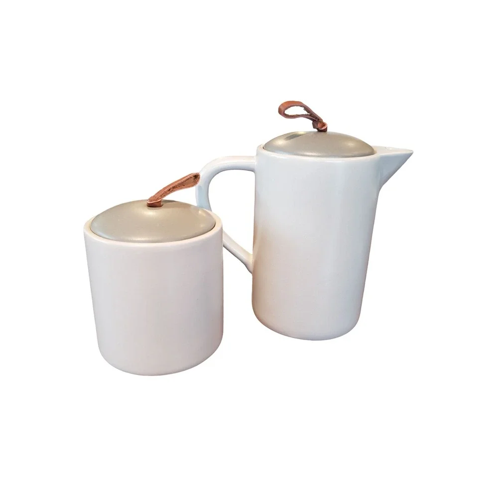 Mary & Martha Simply Elegant White Ceramic Sugar and Creamer Set J1886